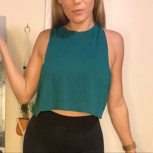 Teal workout crop top muscle tank